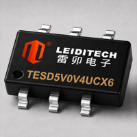 Diode TVS unidirectionnelle TESD5V0V4UCX6 SOT-26 5V 0.3pF 4 lignes pour l'électronique grand public et les équipements de communication