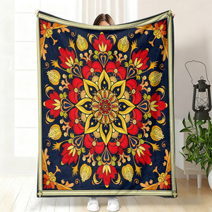 Manta de Franela con Diseño Floral Mandala, Reversible, Cálida y Acogedora para el Hogar u Oficina, Personalizable, Venta al Por Mayor - Product Image 4