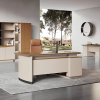 Bureau de direction modulaire de luxe, grand, design moderne et épuré, en bois massif durable, avec rangement multifonctionnel, pour gestionnaire et avocat