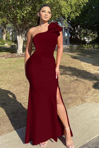 Meilleures ventes Robes de soirée formelles sans manches à fente haute <span class=keywords><strong>Robe</strong></span> élégante drapée Robes basiques - Product Image 4