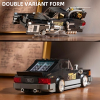 Happy Build PB8827 2 en 1 Voiture de voyage dans le temps rétro science-fiction 627 pièces Échelle 1:32 Modèle de collection à construire soi-même Kits de blocs de construction