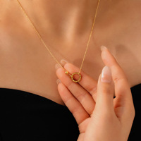 Collier minimaliste en acier inoxydable doré, petit anneau romain, pour clavicule, ne ternit pas, vente en gros, pour femmes