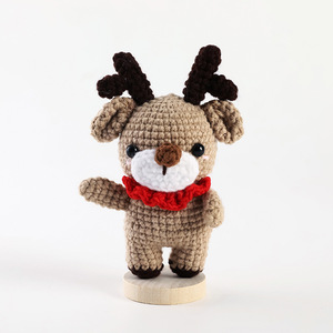 Creative Christmas Gifts Santa Claus Snowman Reindeer Crochet Dolls Positive Potato Design Handmade Plush <b>Toy</b> with Base - Product Image 6