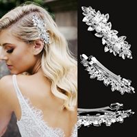 Barrette à cheveux de mariée en strass, perles, diamants, accessoires de cheveux argentés, scintillants