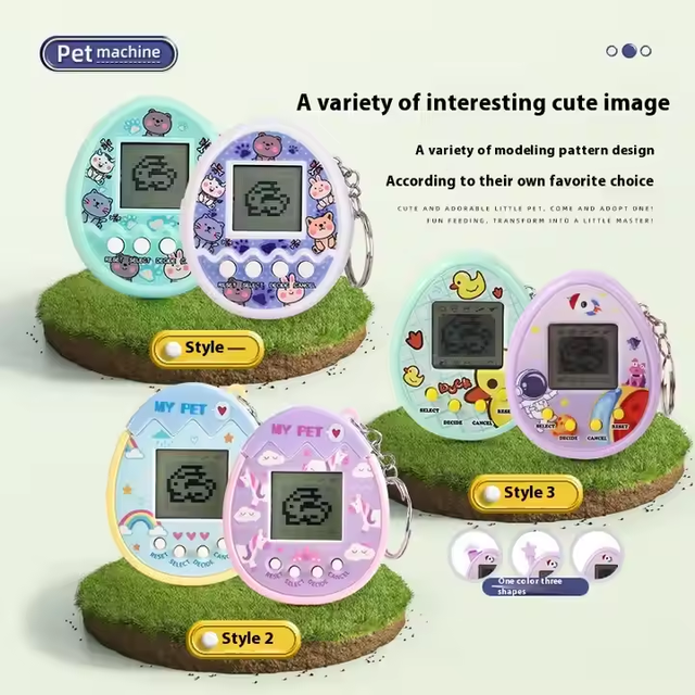 Hot Sale Custom Acceptable Pet Game Creative Mini Pet Feeding Electric Game Machine Keychain Children's Pet Toy Bag Pendant