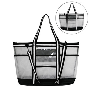 Mesh <b>Bag</b> Large Capacity Single Shoulder <b>Beach</b> Travel Storage <b>Bag</b> With Multiple Pockets Nylon Mesh Portable Outdoor Use - Product Image 5