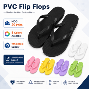Chanclas de PVC al por mayor 2026, MOQ bajo de 20 pares, sandalias de verano casuales para playa, tipo thong, multicolor - Product Image 1