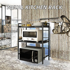 Nuevo Diseño Moderno de Estante Metálico de Hierro de Doble Nivel, Plegable y Desmontable, Multifuncional para Horno de Microondas y Almacenamiento de Alimentos en la Cocina - Product Image 2