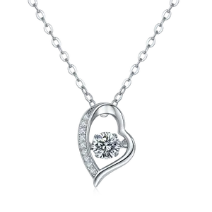 Wholesale Jewelry Heart Shape Moissanite 925 Sterling Silver Necklace