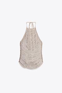 Veste courte à col à nœud en tissu métallisé en gros, bretelles réglables, style sexy de club pour femmes - Product Image 6