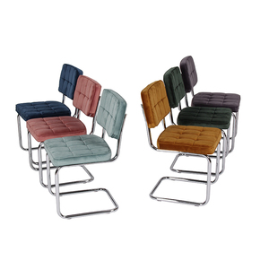 Sillas de comedor de respaldo bajo para restaurante al por mayor Silla de comedor de tela de terciopelo - Product Image 1