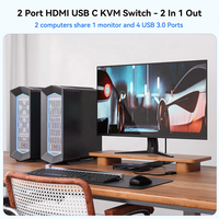 Commutateur KVM HDMI 2 ports, 4K 60Hz, pour 2 ordinateurs, partage 1 moniteur et clavier/souris avec contrôleur filaire, Plug and Play