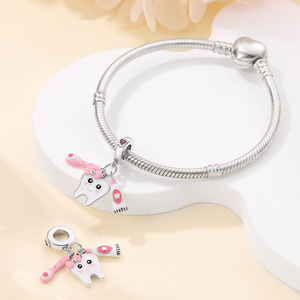 En gros, Perles classiques en argent 925, Pendentifs, Breloques DIY (boîte à médicaments, dents), Bijoux de mode, Bracelets pour enfants, Perles - Product Image 2