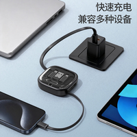 Boîte de rangement multifonctionnelle pour câbles rétractables 6-en-1 : adaptateur de charge, support de bureau et kit d'adaptateurs de voyage