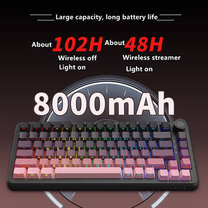 คีย์บอร์ดสำหรับเล่นเกม Ajazz AK820 Max PLUS (Flying Fish Switch) สีชมพู Tri-Mode (มีสาย/บลูทูธ/2.4G) - Product Image 6