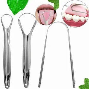 4pcs/set Stainless Steel Tongue Scraper Brush Tongue Cleaner U Type Metal Fresh Breath Cleaning Oral Hygiene Care Tools - Product Image 4