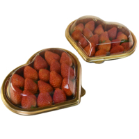 Conteneur alimentaire en plastique PET transparent en forme de cœur jetable avec couvercle transparent pour pain, sandwichs, salades, sushis, emballage personnalisé avec logo