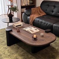 Luxuriöses und Elegantes Ovales Couchtisch-Set für Wohnzimmer im Vintage-Stil Holz-Couchtisch für Kleine Wohnungen