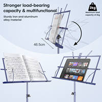 Factory Wholesale Blue Black Pink Color Book Holder Iron Aluminum Alloy Metal Height Adjustable Folding Music Sheet Stand