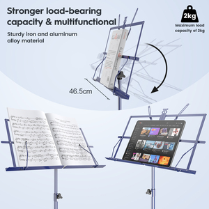 Soporte <span class=keywords><strong>para</strong></span> Partituras Plegable de Metal, Aleación de Hierro y Aluminio, Ajustable en Altura, en Colores Azul, Negro y Rosa, Venta al Por Mayor de Fábrica - Product Image 4
