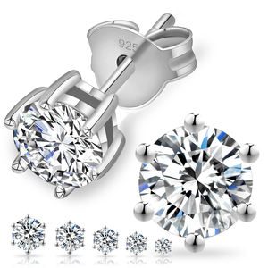 Grandes boucles d'oreilles Moissanite GRA certificat femmes bijoux de mode 6mm diamant 925 argent Sterling VVS Moissanite boucles d'oreilles hommes - Product Image 5