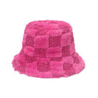 Groothandel Winter Lamsvlees Pluche Vissersmuts Fleece Geruit Dikker Velours Nepbont Geruite Emmer Muts Voor Meisjes Vrouwen