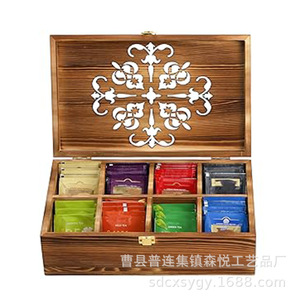 Wooden Tea Bag Storage <b>Box</b> Rectangle Handmade Organizing <b>Gift</b> Craft Wooden <b>Box</b> For Tea <b>Coffee</b> Classification - Product Image 5