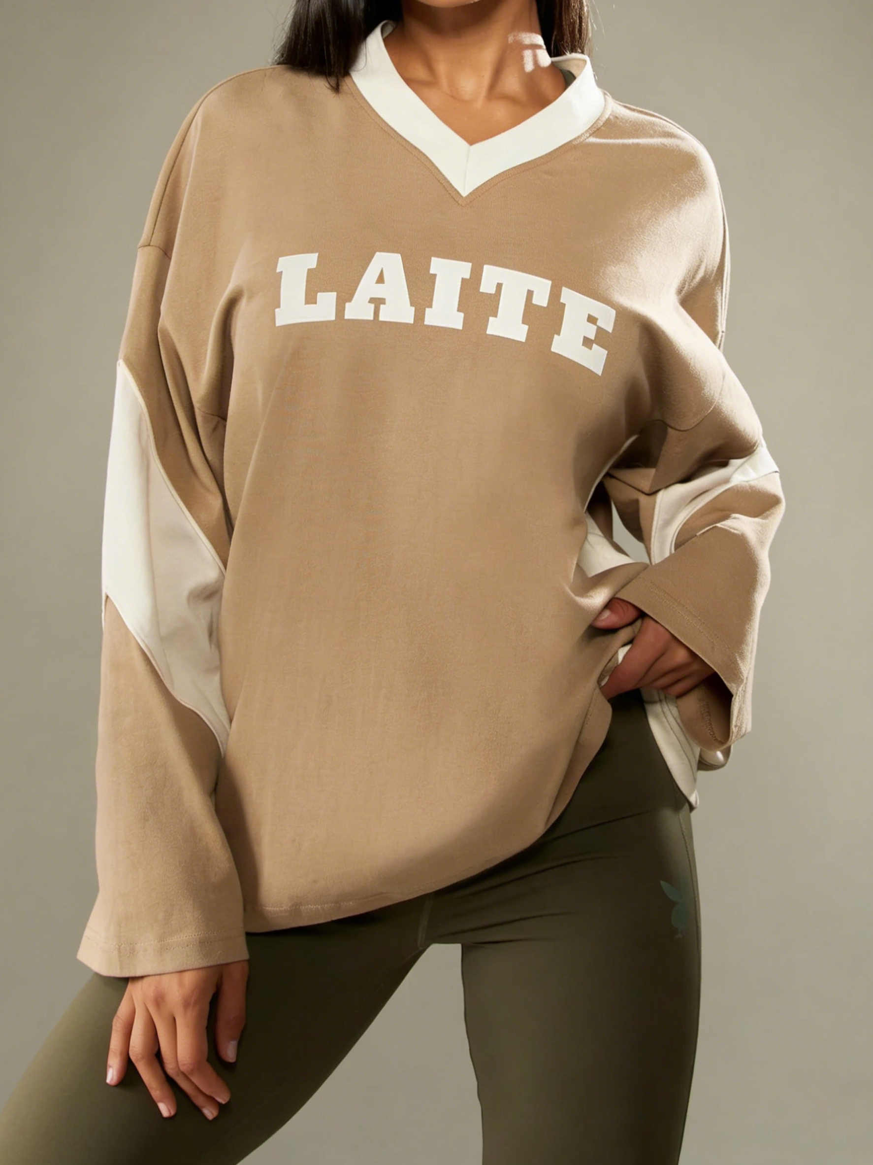 LTD-MTL1001 Laite Clothing Manufacturer Custom Quiet Luxury Design Patchwork Color Block Unisex Long Sleeve T Shirts