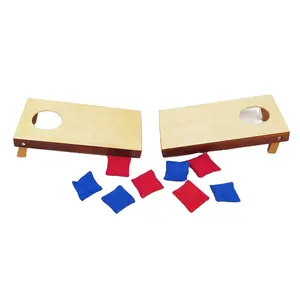 Permainan Desktop kayu Mini permainan Cornhole dengan kantung kacang lempar Cornhole