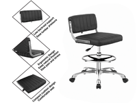 Chaise de bureau moderne, tabouret de bureau avec hauteur réglable et base pivotante en cuir PU