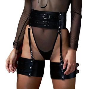 Harnais de corps sexy pour femme en cuir PU, style punk, avec jarretières, attaches de taille et de jambe, lingerie fétichiste BDSM, ceinture gothique style épée - Product Image 3
