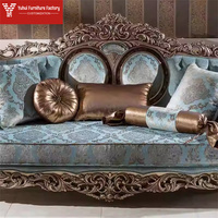 Ensemble de canapés classiques en bois massif brun antique de luxe pour salon, meubles élégants en tissu pour appartement, hôtel ou villa