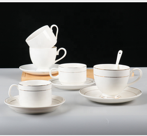Ensemble tasse et soucoupe à café en <span class=keywords><strong>porcelaine</strong></span> blanche pour hôtel, restaurant, vente en gros, tasses à café en céramique - Product Image 5
