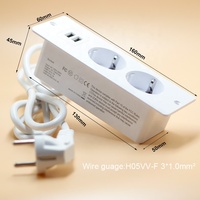 ETL/U Prise de courant de type ue intégrée 100-240V/12A/15A multiprise d'extension avec 2AC + 2USB