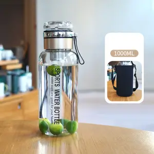 Reusable 750ml clear keep cool infuser water bottle custom sport gym borosilicate glass water bottle with filter