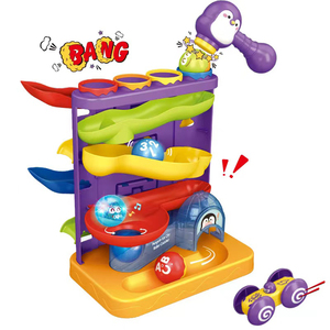 Più popolare 2 in 1 pinguino martellante per bambini montagne russe Montessori giocattoli di plastica set di costruzione per il divertimento e l'apprendimento - Product Image 1