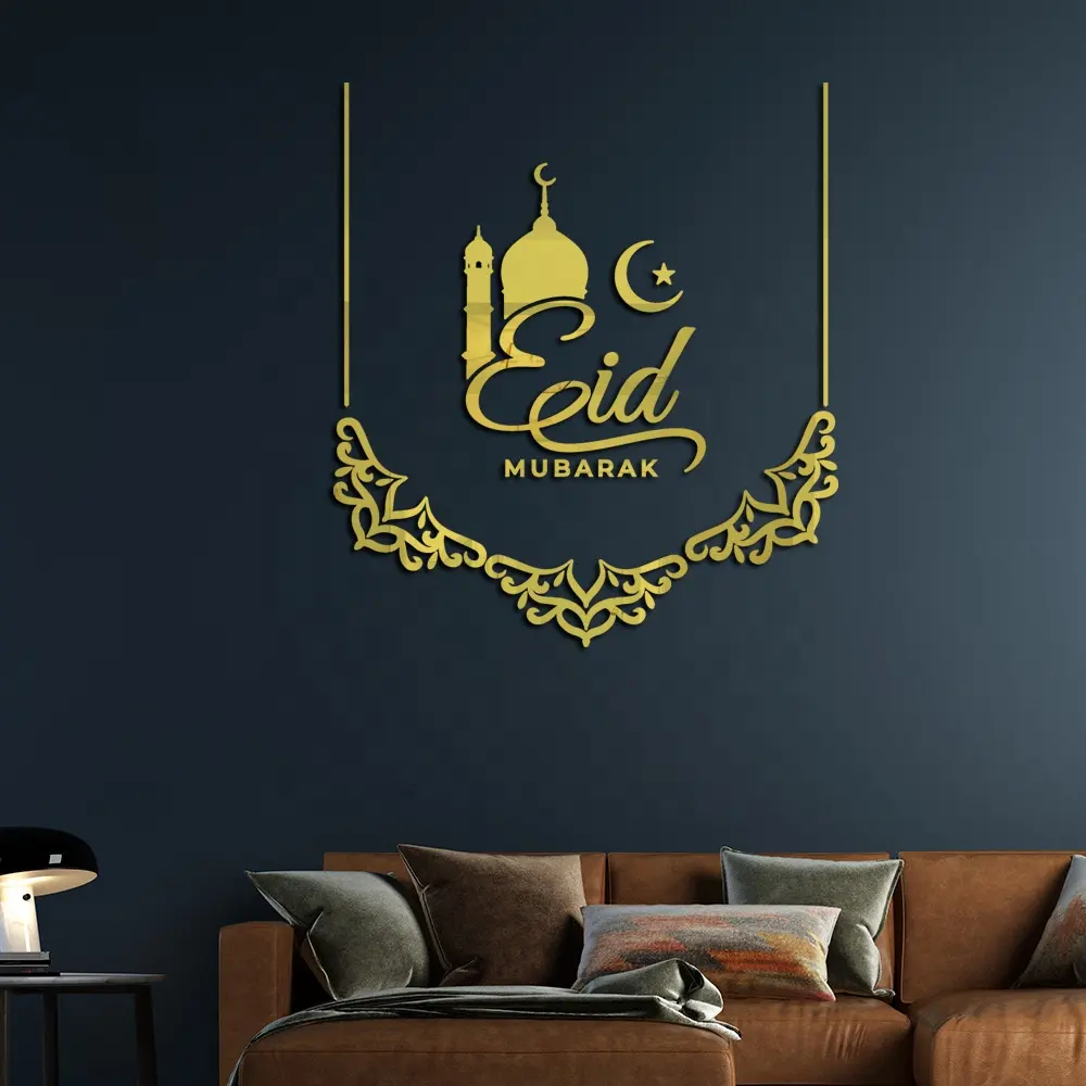 Eid Al Adha comprimés acryliques Eid Mubarak ornement en bois 2023 Ramadan Kareem décoration pour la maison Islam décoration de fête musulmane cadeau