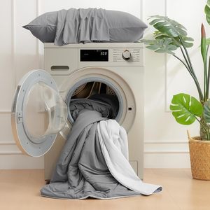 Edredón Refrigerante Tamaño Queen, Mantas Refrigerantes para Personas que Sienten Calor al Dormir <span class=keywords><strong>y</strong></span> Sudores Nocturnos, Edredón de Verano Gris Claro Oscuro para Cama Queen - Product Image 5