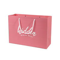 Sac cadeau en papier personnalisé avec logo et poignée en ruban, élégant sac de shopping en carton rose pour bijouterie, faveurs de mariage, vente en gros