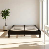 Cadre de lit simple en gros sans tête de lit fixe, cadre de lit double rembourré taille standard, cadre de lit moderne pour appartement et hôtel