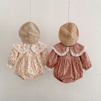 Pakaian Bayi Musim Gugur, Jumpsuit Bayi Baru Lahir Lucu Bermotif Bunga, Romper Bayi Lengan Panjang Katun