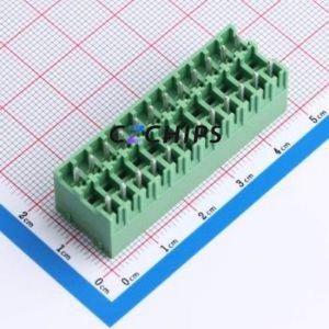 DB2EVHB-3.81-2*12P-GN Plug-in Terminal Block Through hole,P=3.81mm Connector Board-to-Board / Socket - Closed 2x12P 3.81mm Green - Product Image 2