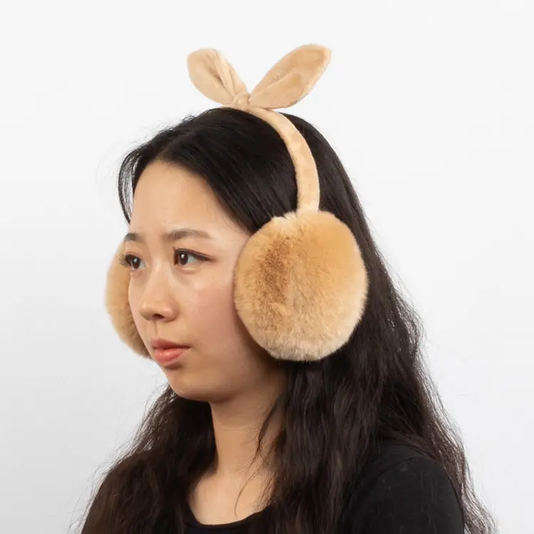 wholesale price cute bunny rabbit ear real fur fashion kids earmuffs winter keep warm girls ear muffs
