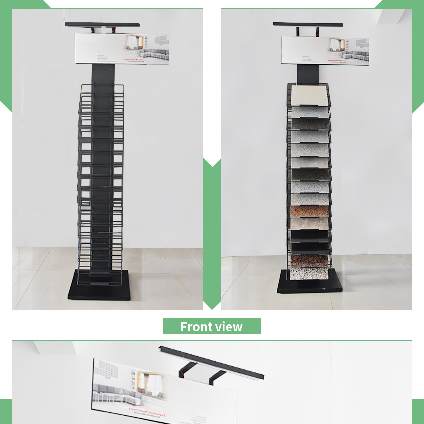 Metal Flooring Display Racks Showroom Tower Granite Sample Floor Standing Ceramic Quartz Marble Shelf Stone Tile Display Rack