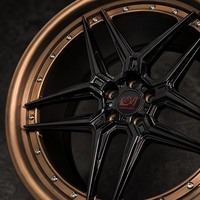 Nouvelle jante de voiture en alliage d'aluminium forgé en 2 parties, 10 branches, motif étoile, noir brillant, lèvre bronze, logo personnalisé, 18-22 pouces