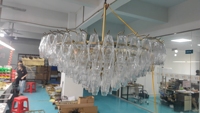 Lámpara Colgante YH de Techo Alto, Diseño Antiguo de Cobre y Latón con Cristal, Lámpara de Araña de Cobre para Isla de Cocina