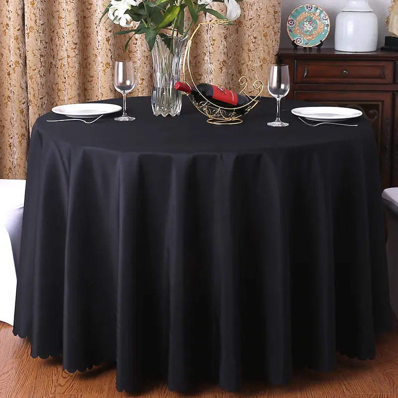 Taplak meja pesta pernikahan taplak meja untuk acara jamuan Gereja Restoran ukuran khusus Damask poliester bulat sesuai pesanan tenunan putih