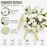 Décor de scène moderne pour événements et fêtes de mariage, arrangement mixte de roses blanches artificielles en soie
