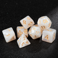 Jeu de dés polyédriques en albâtre divin pour le jeu de rôle D&D, numérotation dorée professionnelle, 7 pièces, dés en résine tourbillonnante Pro Hub Art Pro
