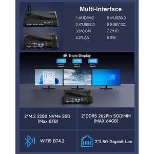 Nuevo Mini PC Industrial sin Ventilador con 4 USB 3.0, 6 COM, 2 LAN, <span class=keywords><strong>Intel</strong></span> Core I5-1235U, Almacenamiento SSD+HDD, Sistema Operativo Linux, Gráficos <span class=keywords><strong>HD</strong></span> <span class=keywords><strong>620</strong></span>, 3 Años de Garantía - Product Image 6